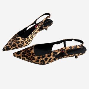 NEW Anne Klein AK Leopard Print Slingback Kitten Heels Size 10